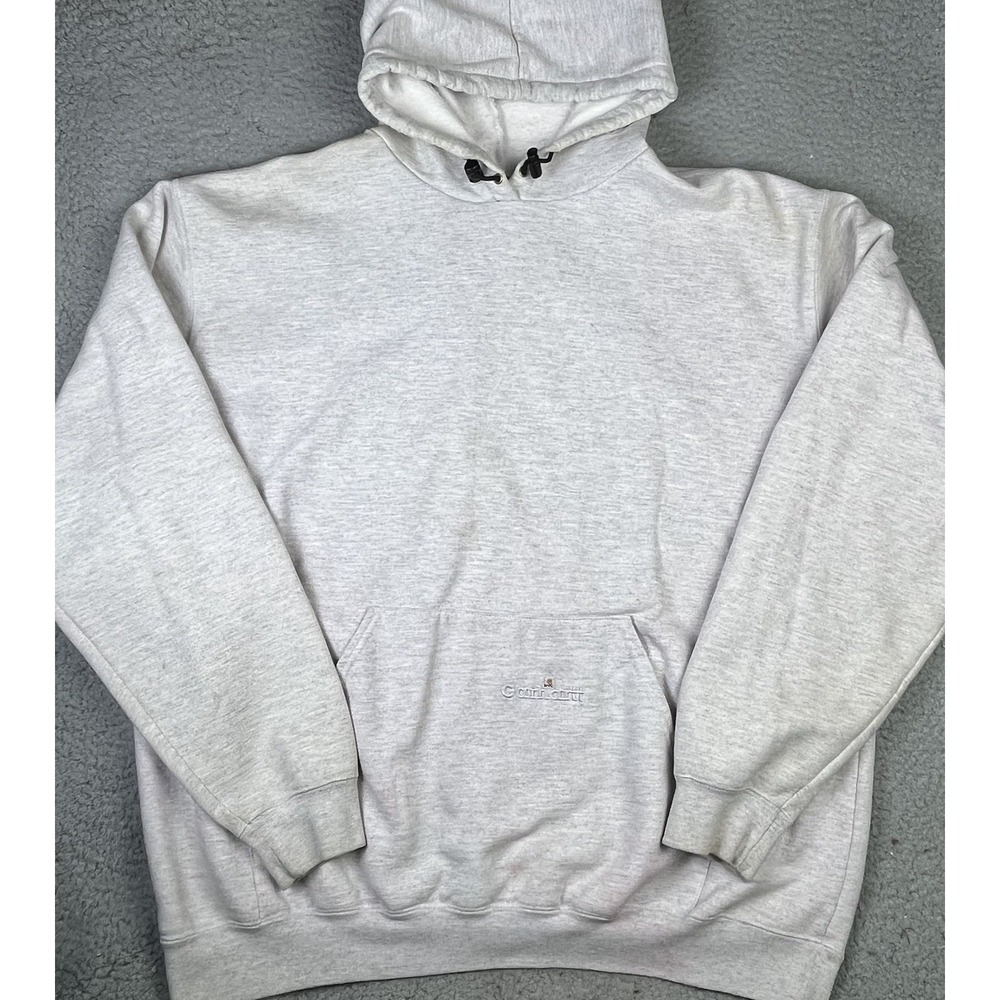 Vintage Y2K Carhartt Hoodie Sweatshirt Mens 2XL Tall Ash Gray Workwear K132 ASH